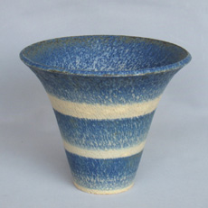 梅村正信 「コバルト彩広口花器」 径19.0×高16.0cm