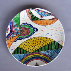 井上章子 ｢色絵飾皿｣ 径22.0×高2.0cm