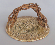 永井静子 「灰釉刻文皿」 径25.0×高3.5cm