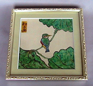 竹谷和子 「翡翠図陶額」陶板 縦19.0×横19.0cm