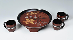 内田恒雄 「秋の宴」台皿　径40.5　高10.0cm ジョッキ　径11.0×14.0　高10.5cm　３ヶ