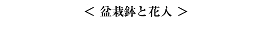 ＜ 盆栽鉢と花入 ＞