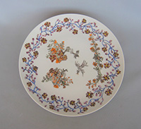 落合満代「色絵花鳥文皿」 径22.0×22.0 高2.0cm