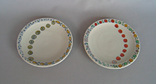 井土道子 染付色絵皿「林檎と檸檬」 径17.0×17.0 高2.0cm
