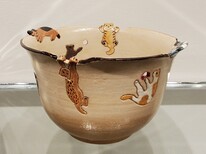 中村直子「遊猫透文鉢」