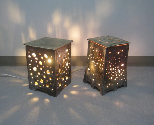 左：細田和夫　径22.5×22.5 高31.0cm　右：飯塚治代 径22.0×22.0 高31.0cm